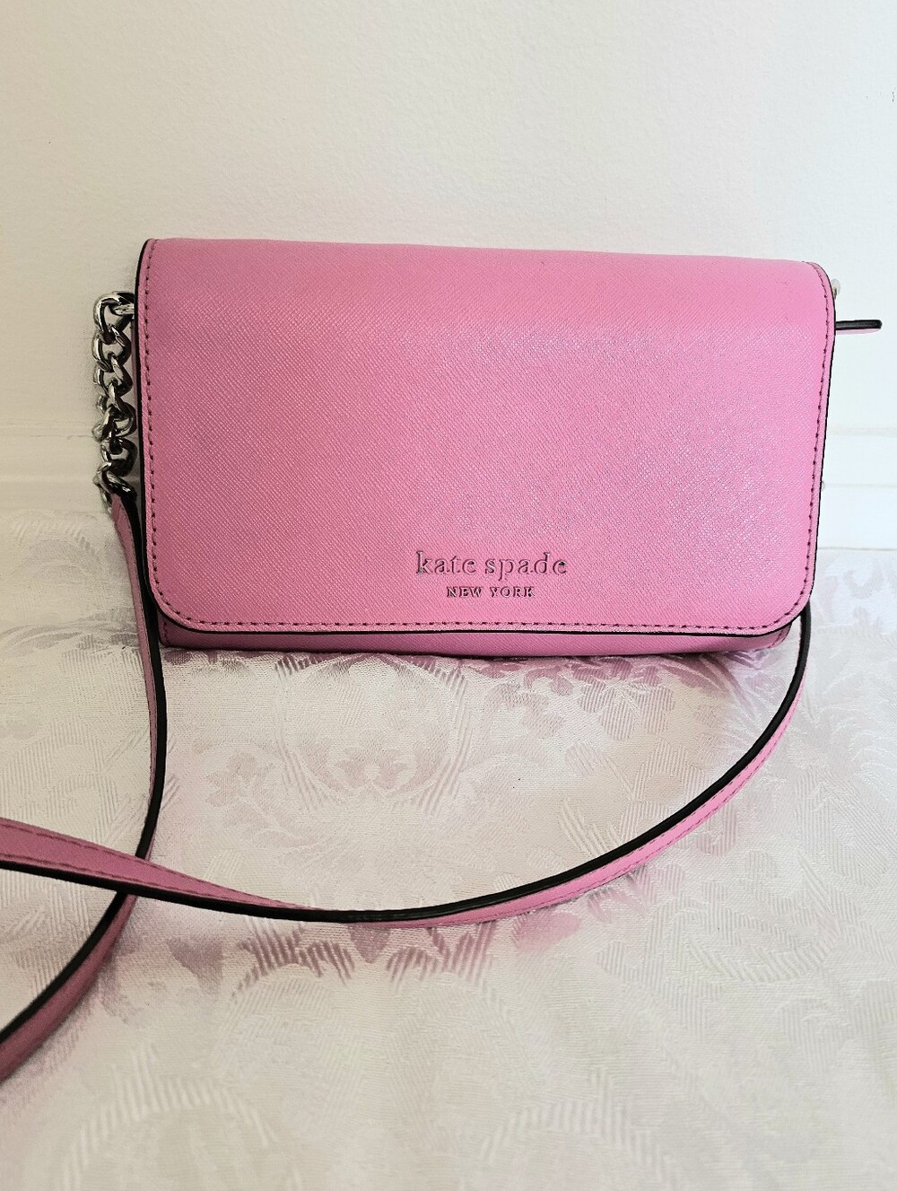 Kate Spade Cameron Small Pink Saffiano Crossbody in Bright Pink Peony- Like New!